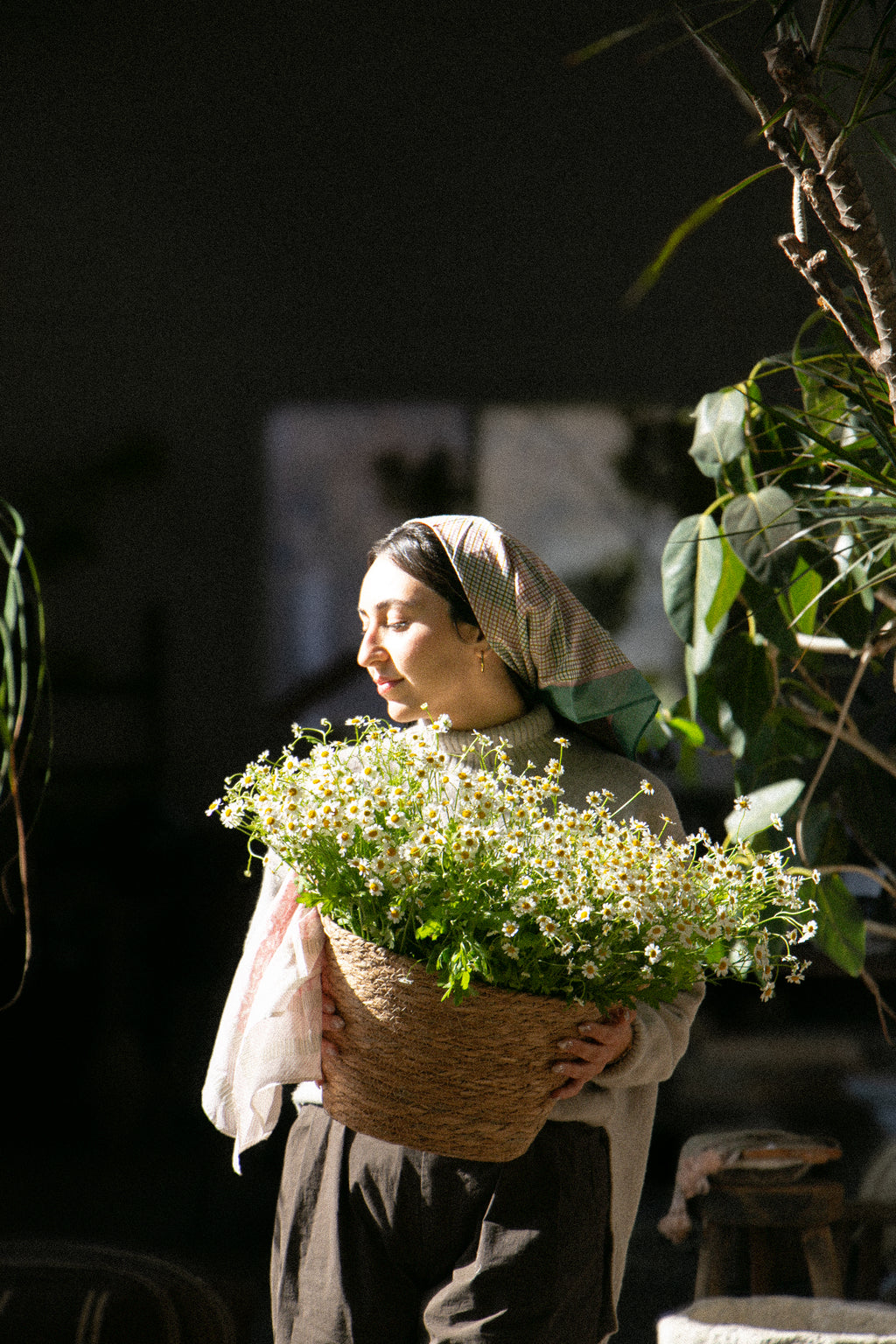 Hand Block Printed Colorful patterned Bandana with checkered design 