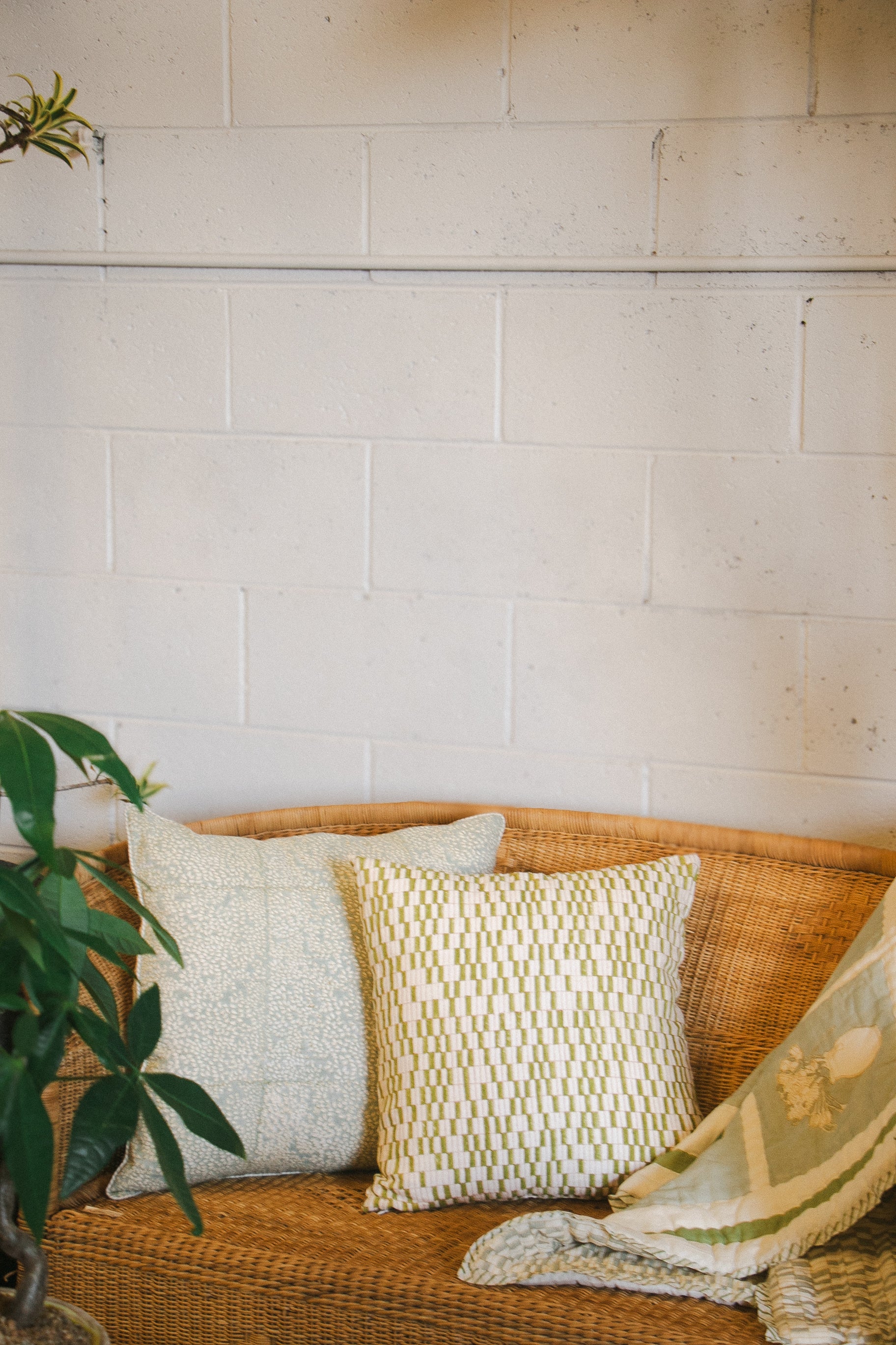 Journey of a River - 18x18 Block Printed Decorative pillow with a geometric pattern on a Handwoven linen Fabric 