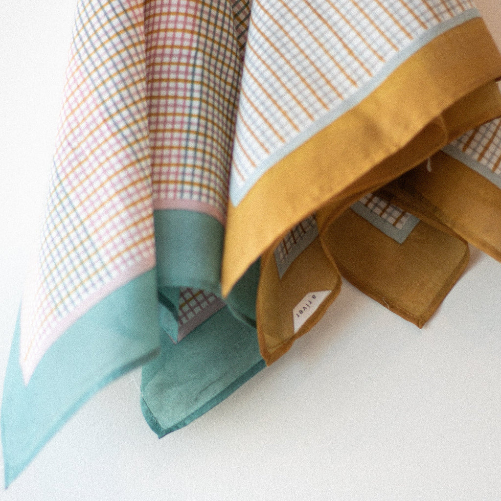 Hand Block Printed Colorful patterned Bandana with checkered design 