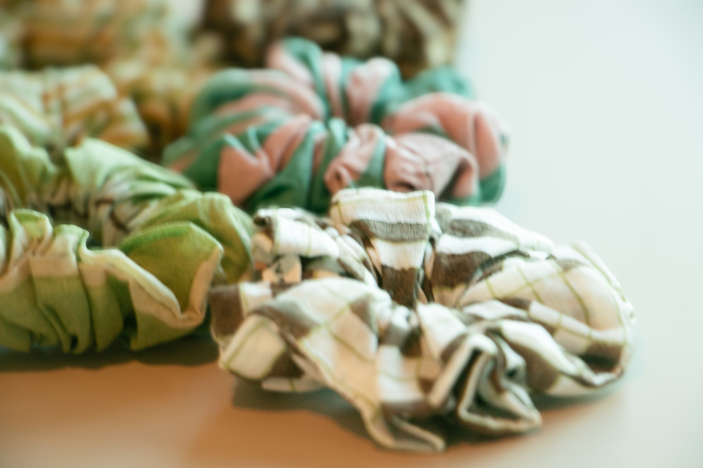 Hand Block printed cotton silk scrunchies 