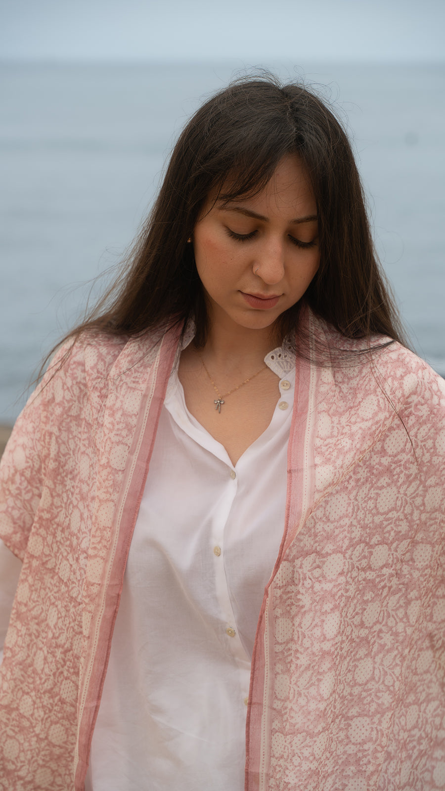 Journey of a River | Hand-Block Printed  Sustainable Accessories - Rose Drift Stole 