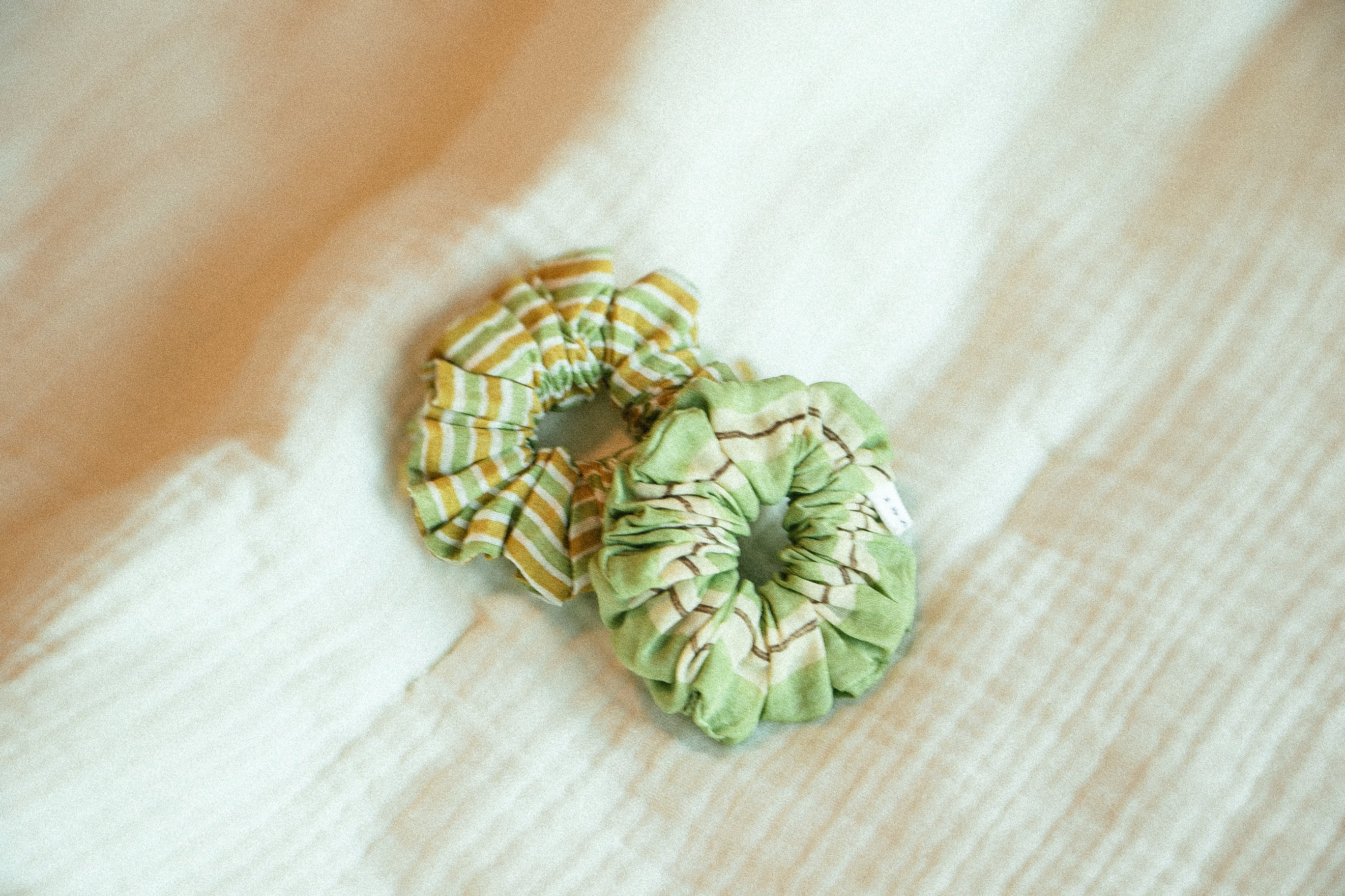 Green color Hand Block Printed Scrunchie 