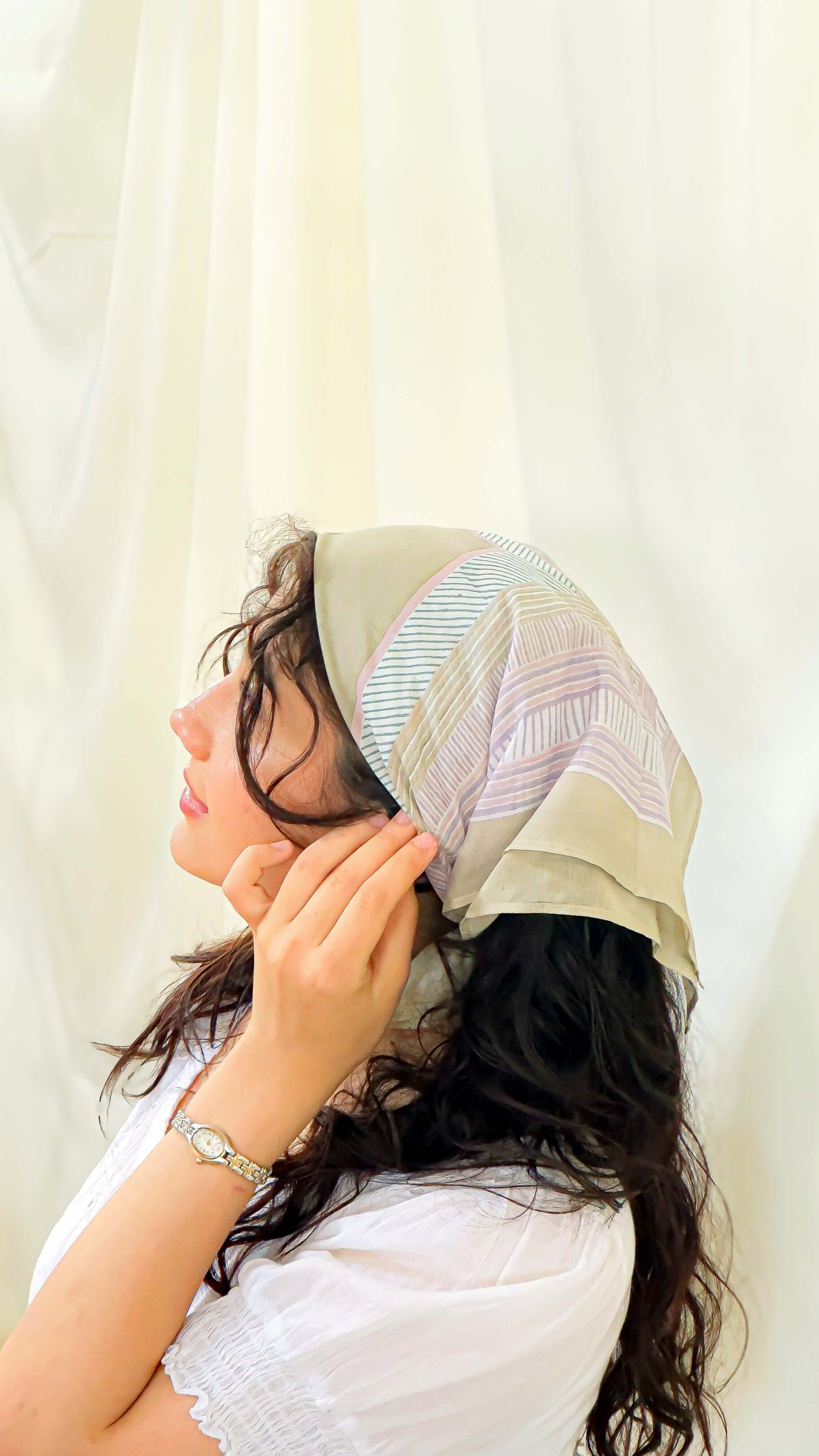 Hand Block Printed green story Bandana