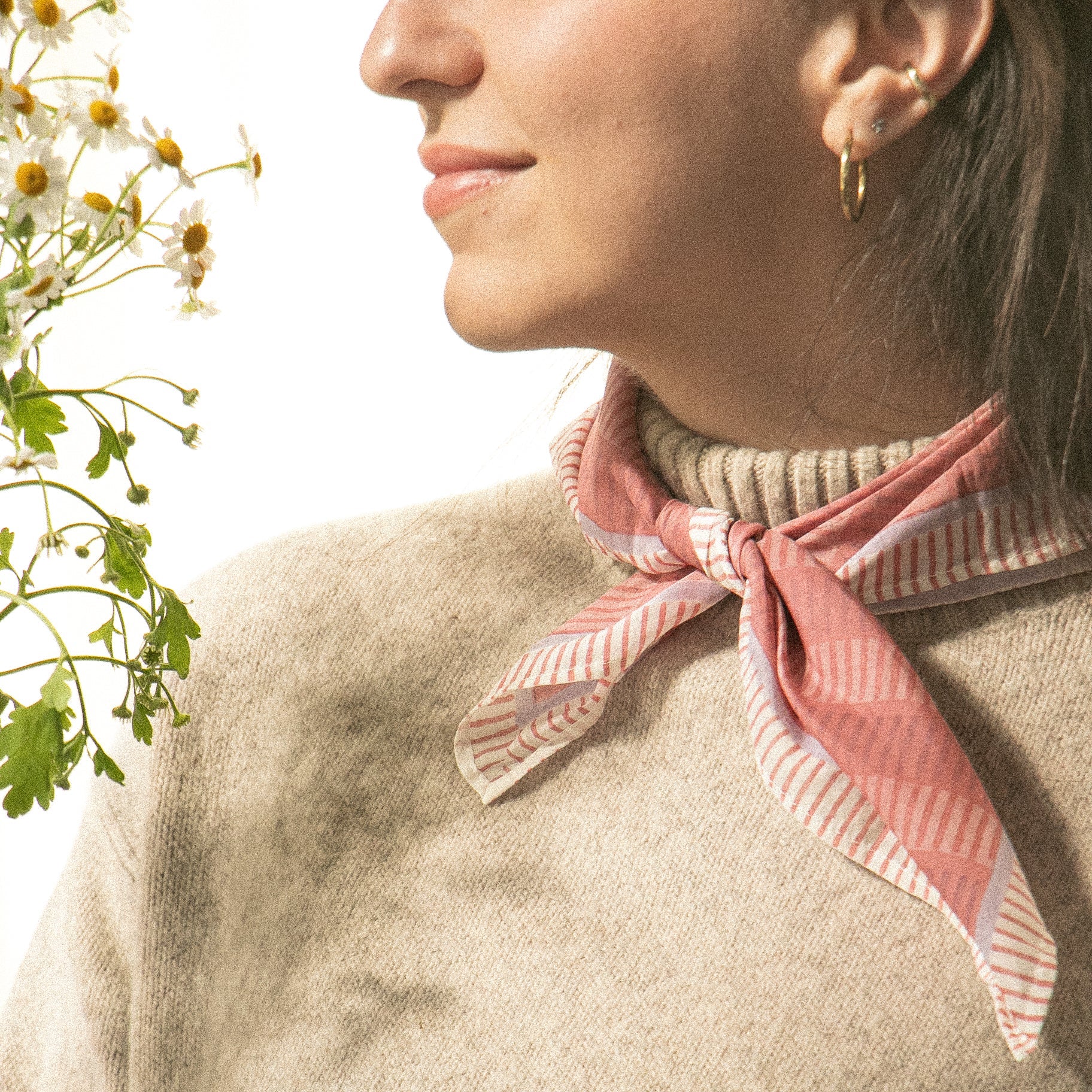 Hand Block Printed Colorful patterned Bandana with checkered design 