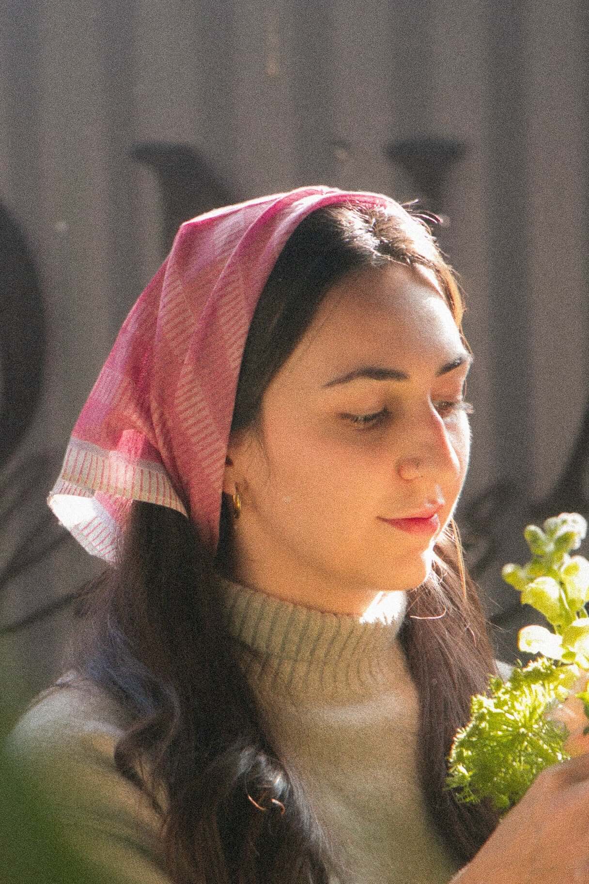 Hand Block Printed Colorful patterned Bandana with stripe design 