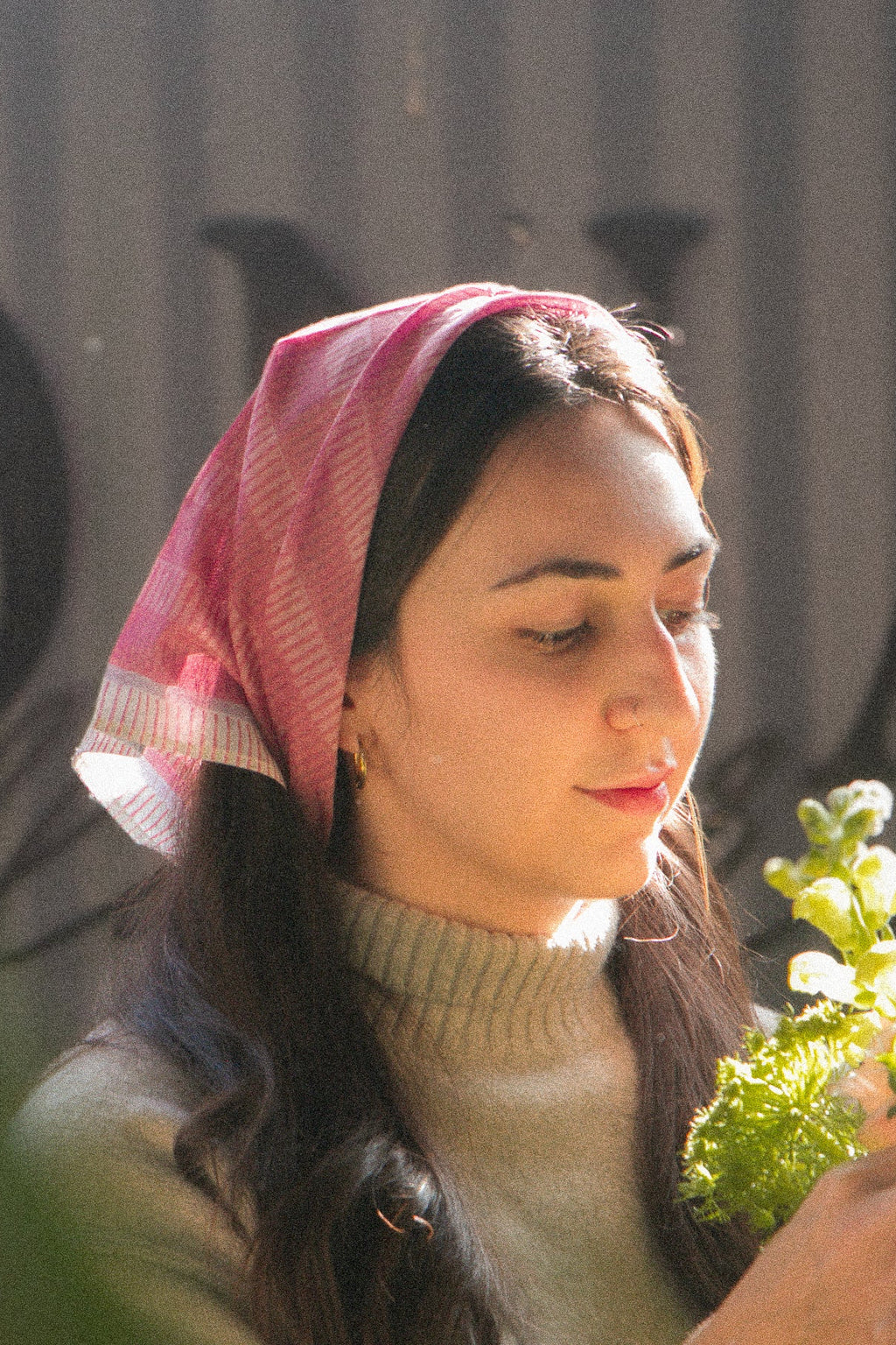 Hand Block Printed Colorful patterned Bandana with checkered design 