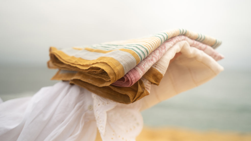 Journey of a River | Hand-Block Printed  stack of stoles 