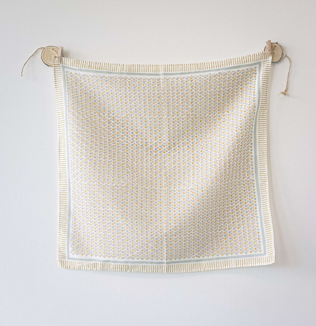 Hand-block printed cotton silk bandana in Floral Print