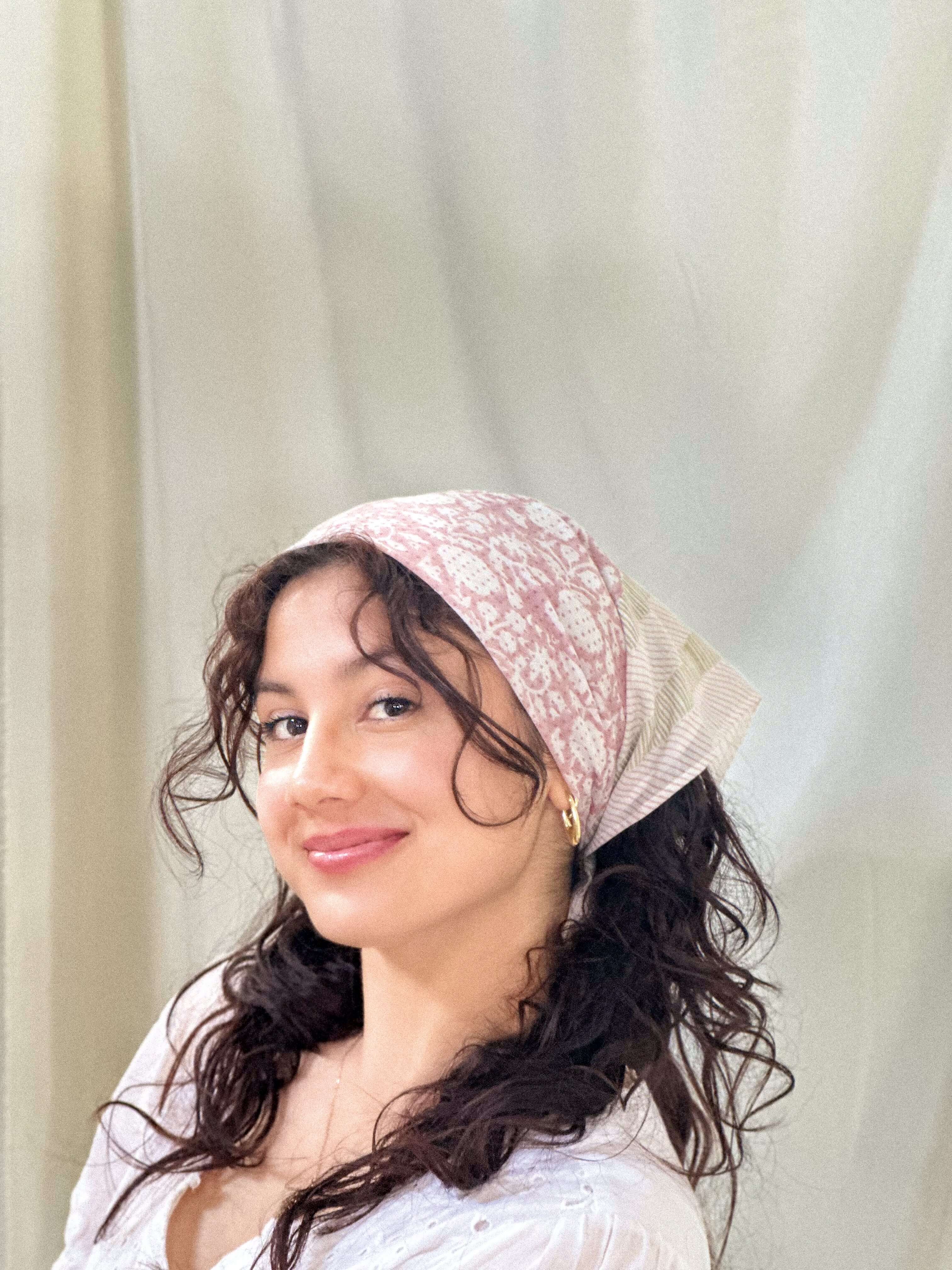 Journey of a River | Hand-Block Printed  Head Scarf, Made in India 