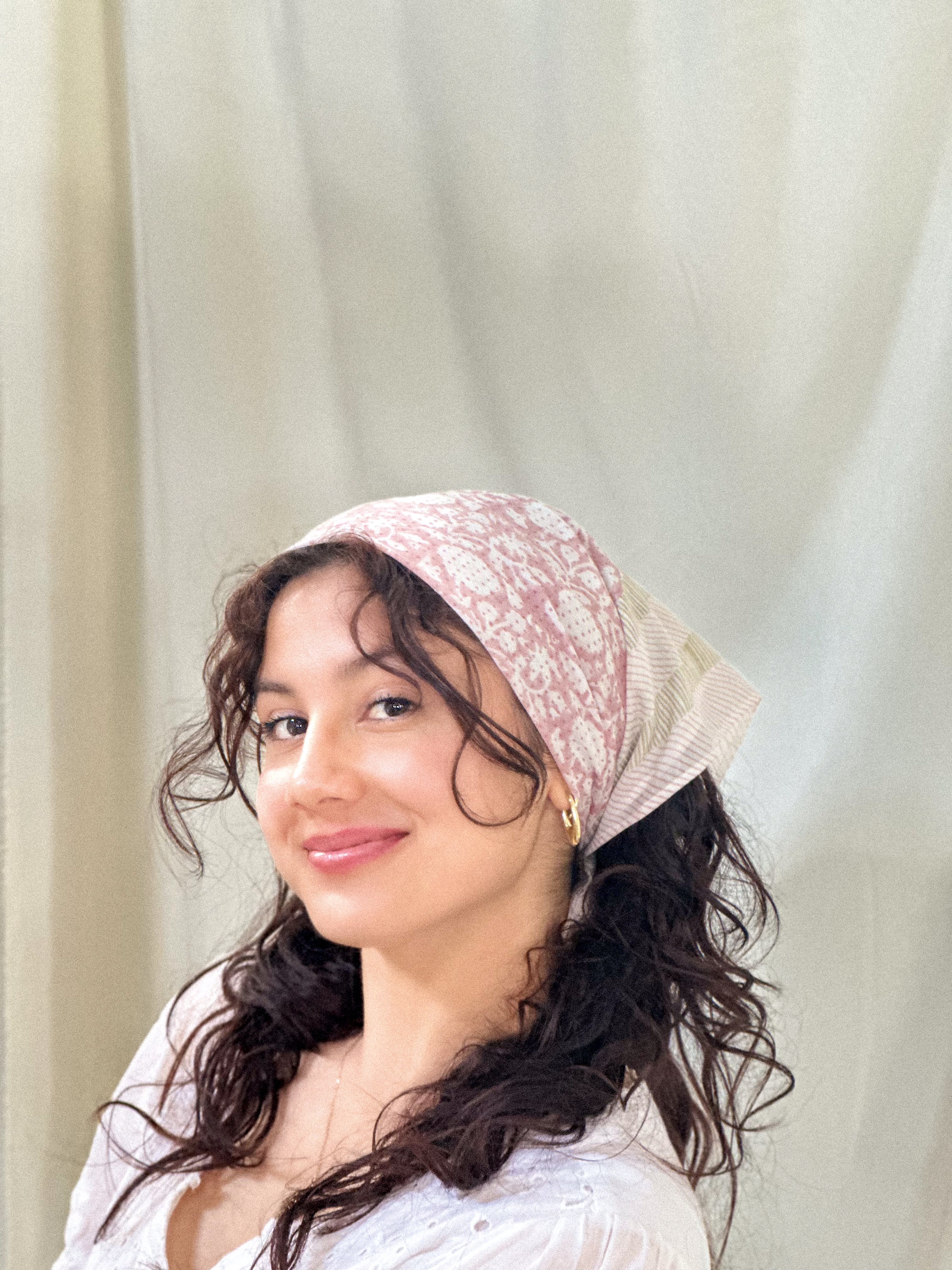 Journey of a River | Hand-Block Printed  Head Scarf, Made in India 