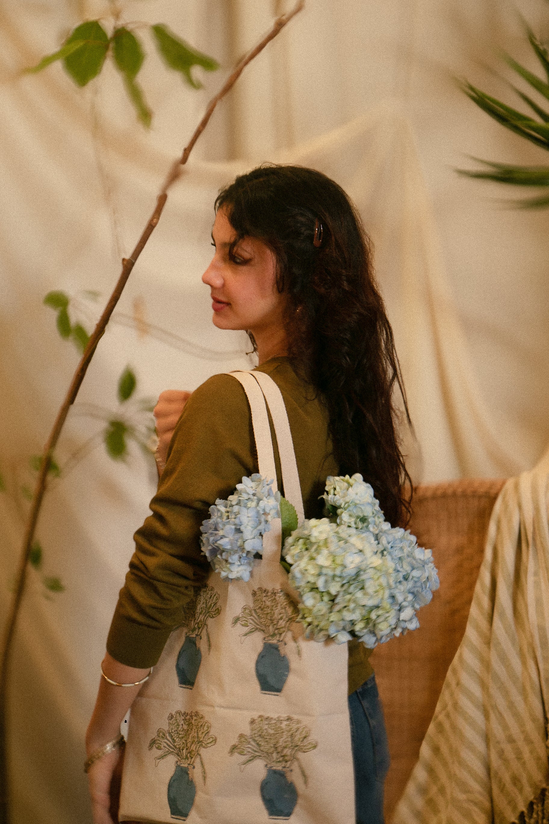 Journey of a River  hand-block printed tote bag 