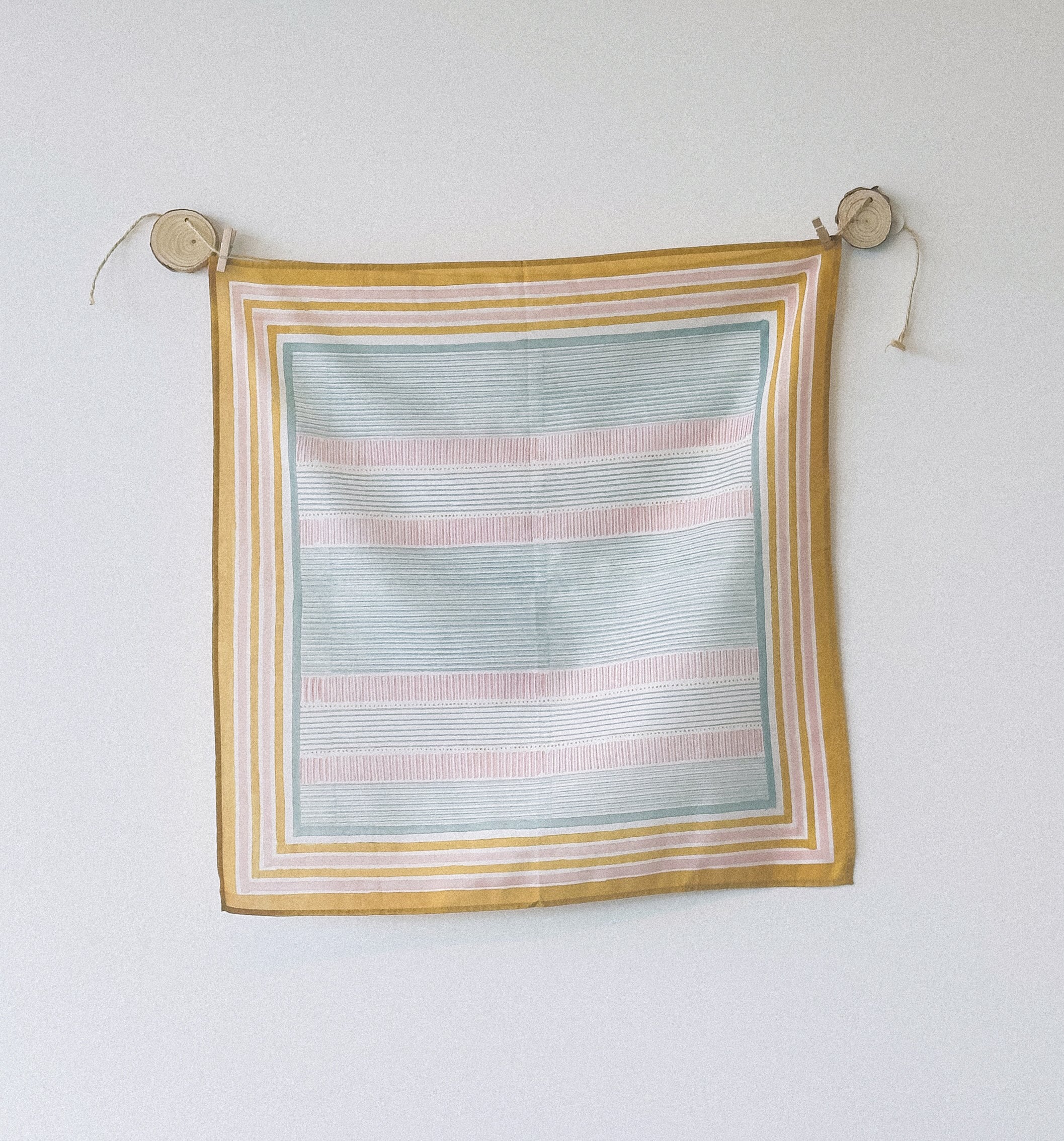 Hand-block printed cotton bandana in Sunlit stripe pattern