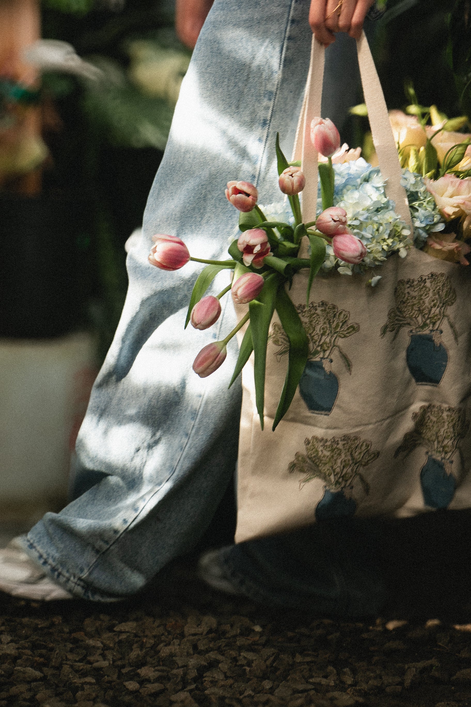 journey of a River hand-block printed tote bag featuring travel-inspired motifs. 