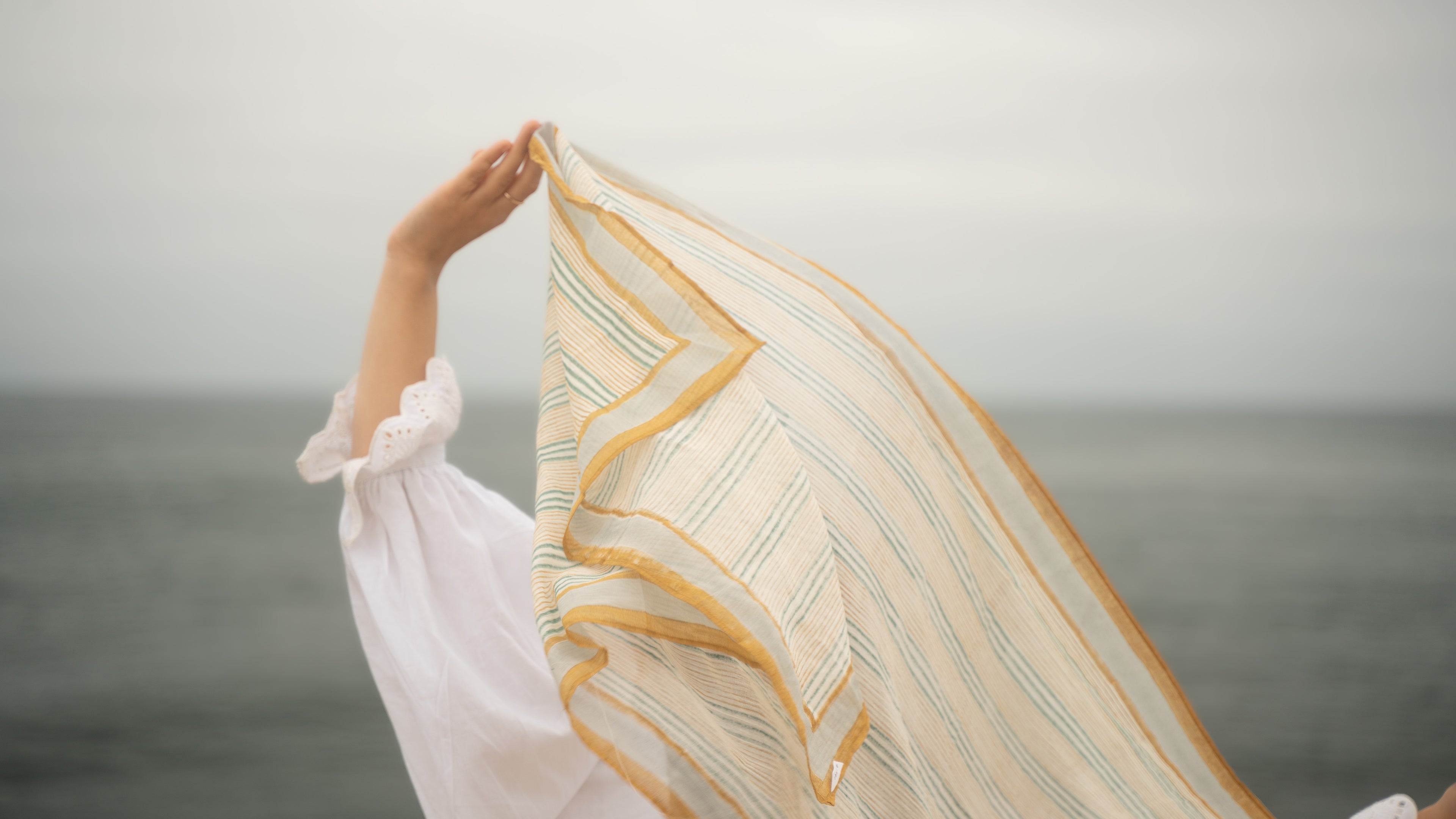 Hand Block Printed stipe pattern stole 