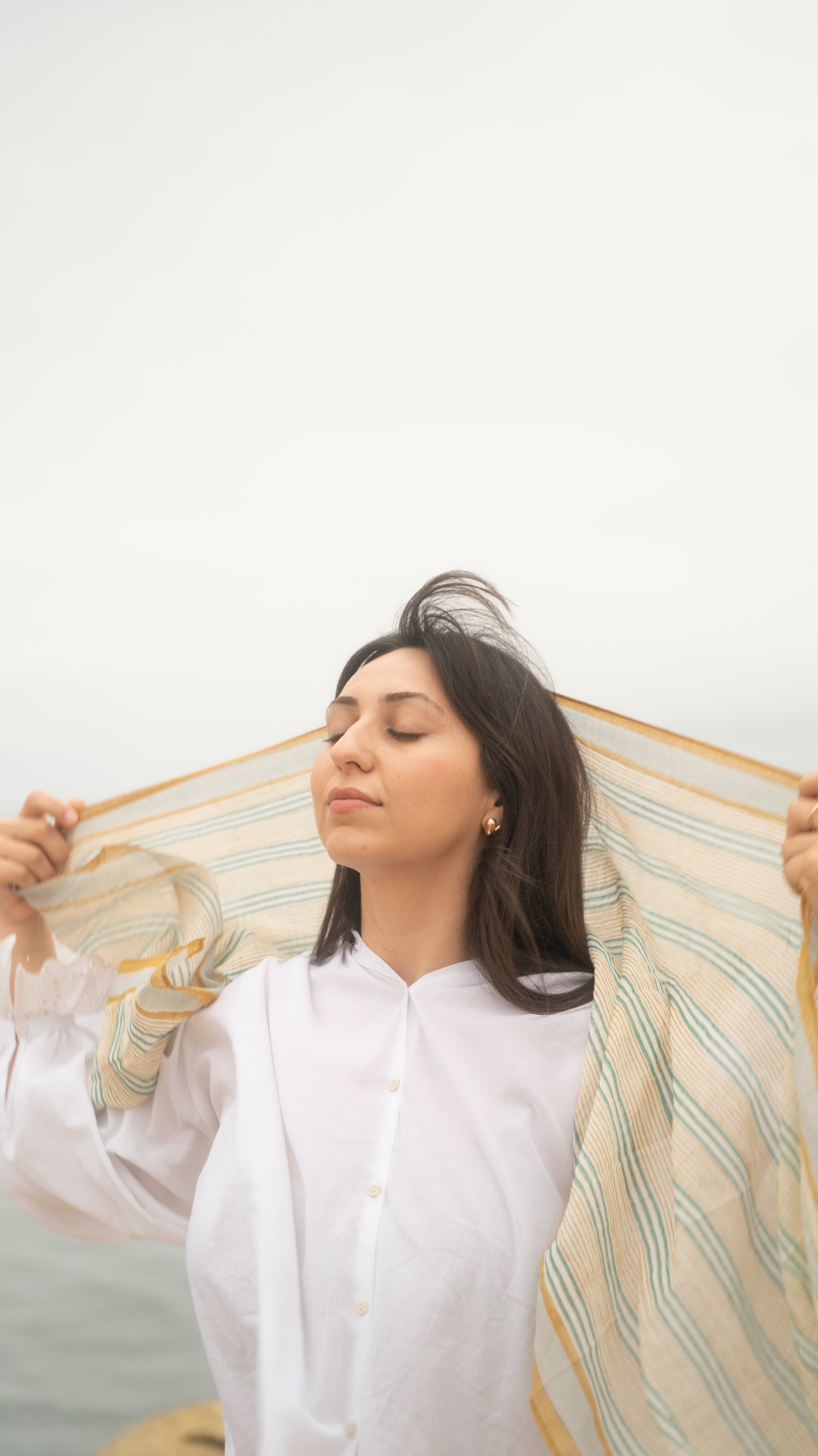 Hand Block Printed stipe pattern stole 