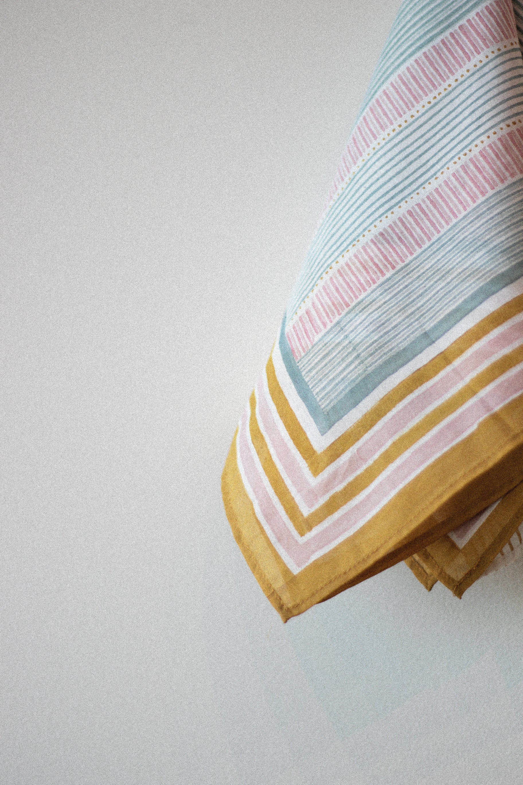 Hand-block printed cotton bandana in Sunlit stripe pattern