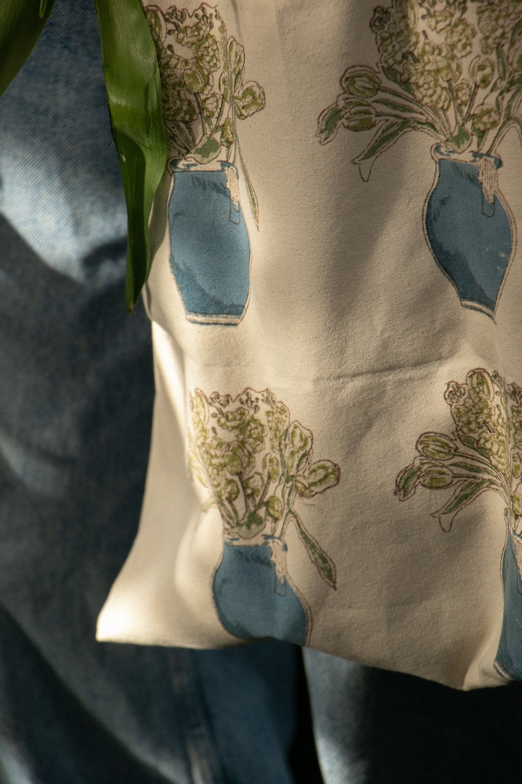 Floral hand block printed tote bags 