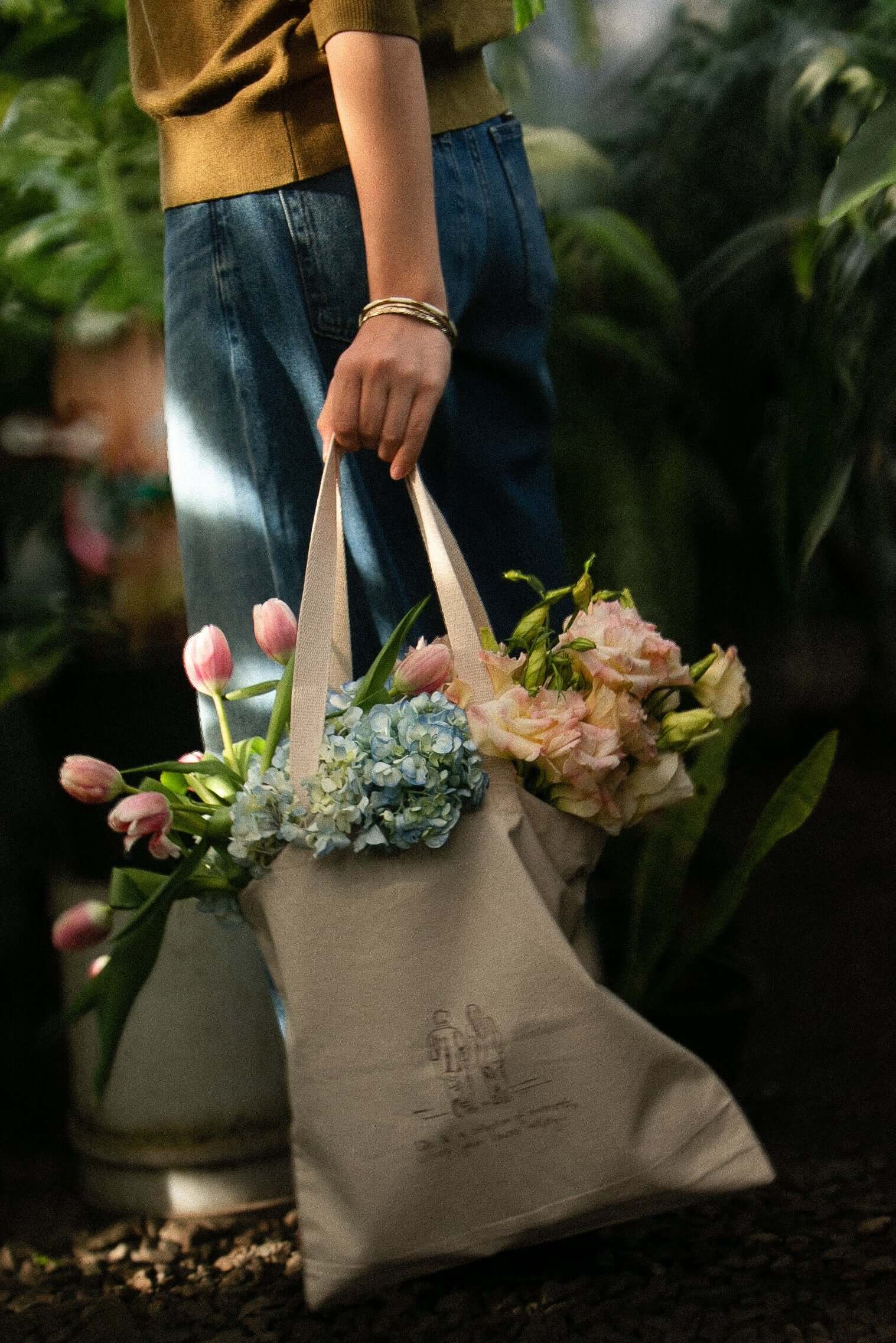 Journey of a River hand-block printed tote bag featuring travel-inspired stories. 