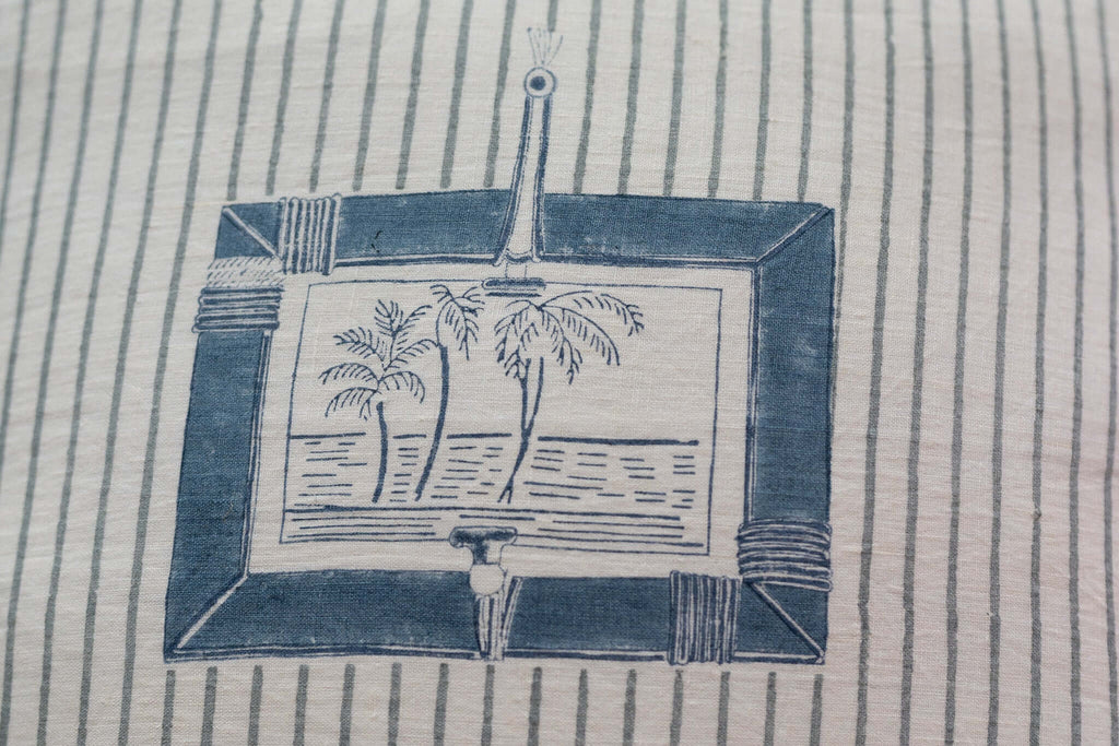 INDIGO PALM - HAND BLOCK PRINTED CUSHION COVER